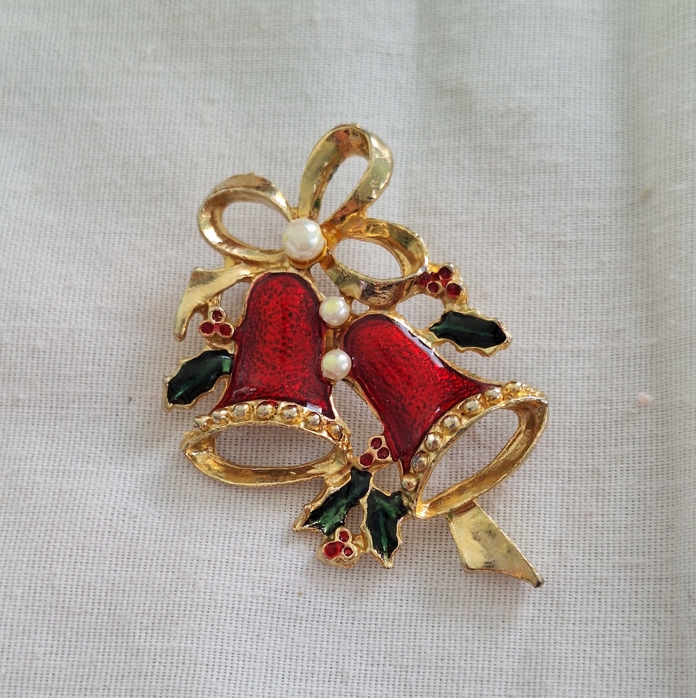 Red and Gold Bell Brooch